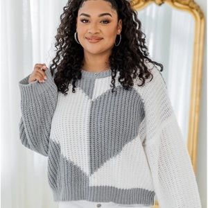 Pink Lily Love Me Now  Heart Sweater Size Medium Good Condition